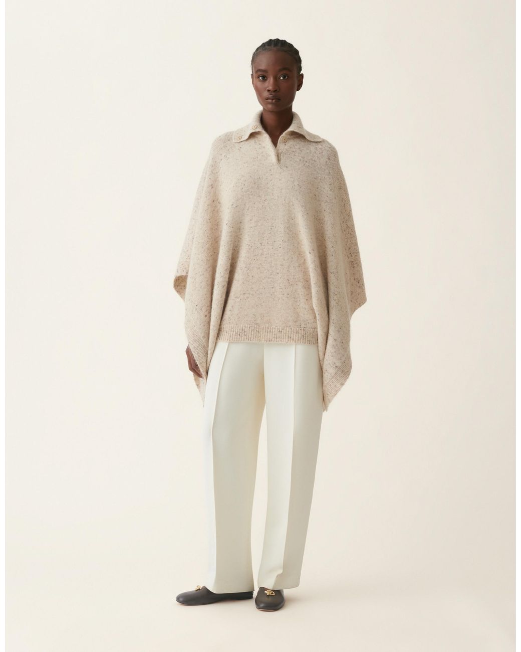 Fabiana Filippi Natural Donegal Yarn Cape With Lurex