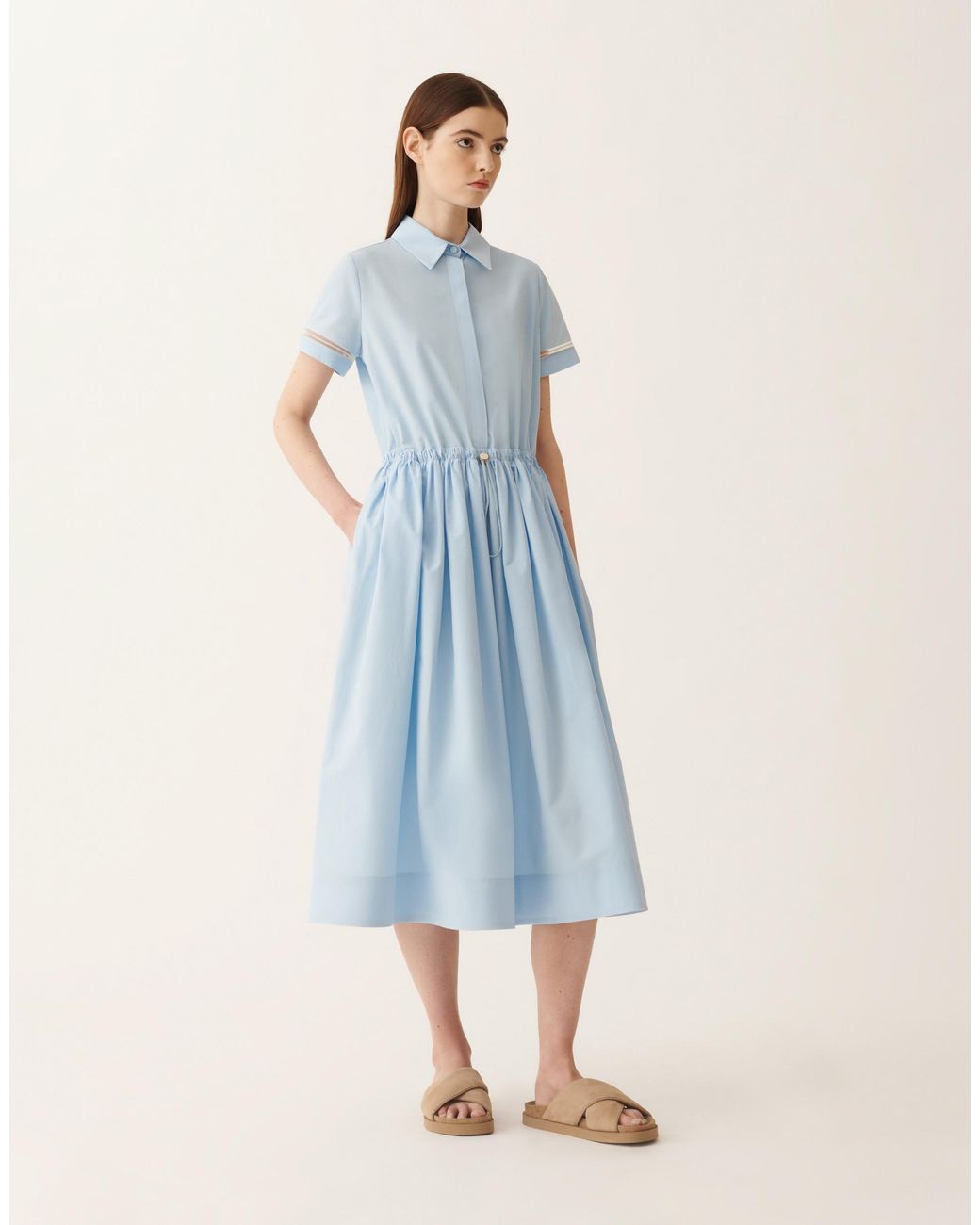Fabiana Filippi Blue Poplin Polo Dress
