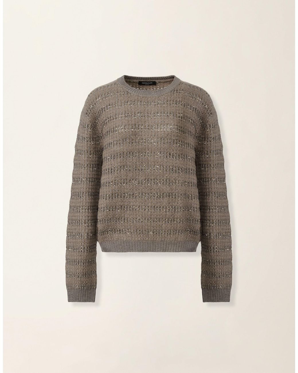 Fabiana Filippi Natural Platinum And Mohair Sweater With Sequin Stripes