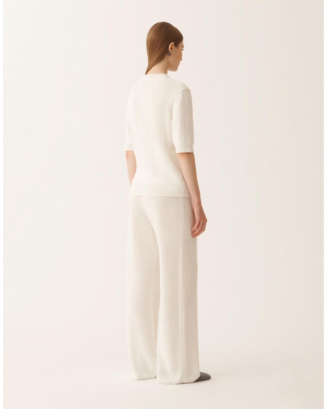 Fabiana Filippi Natural Cotton And Linen Sweater With Sequins