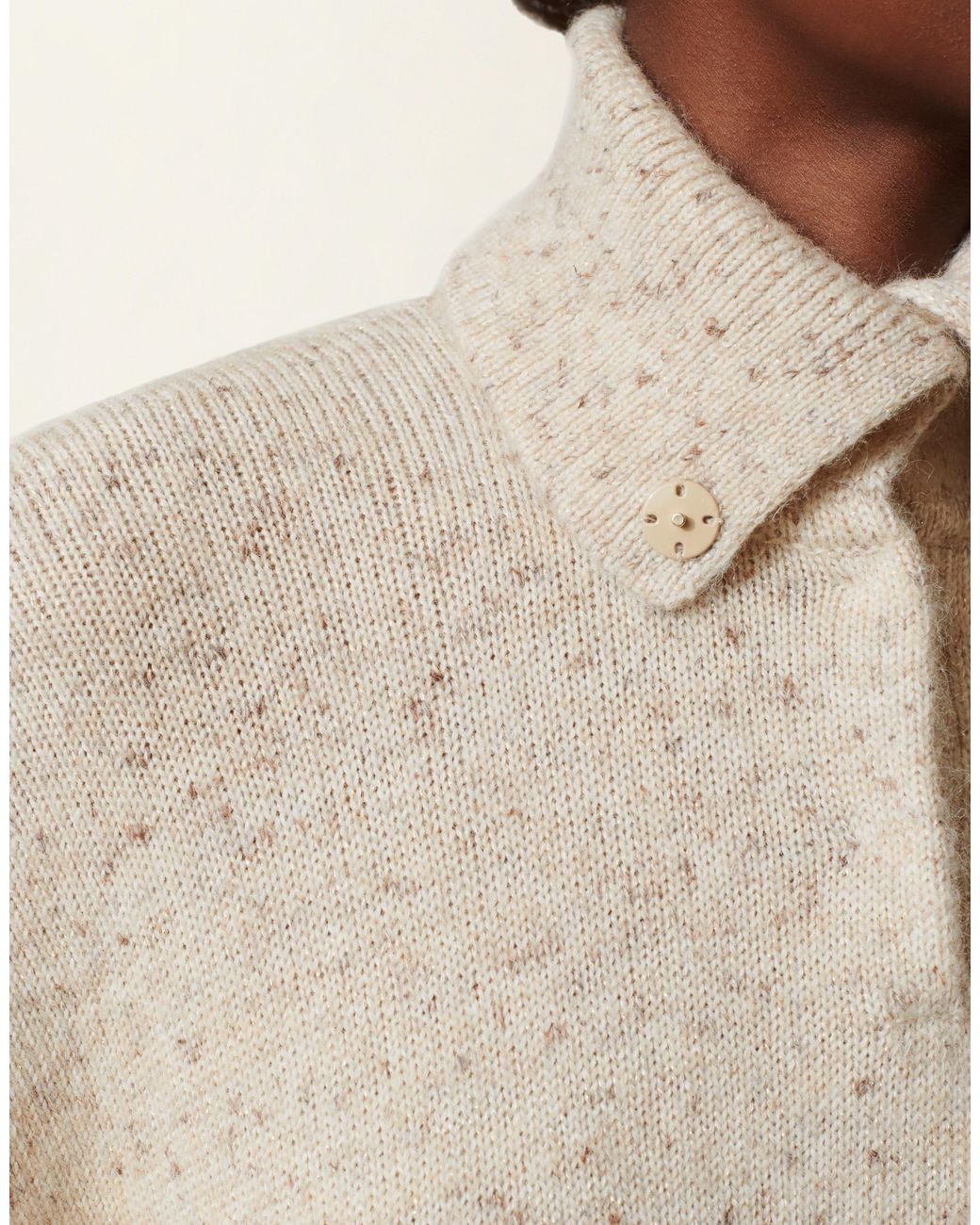 Fabiana Filippi Natural Donegal Yarn Cape With Lurex