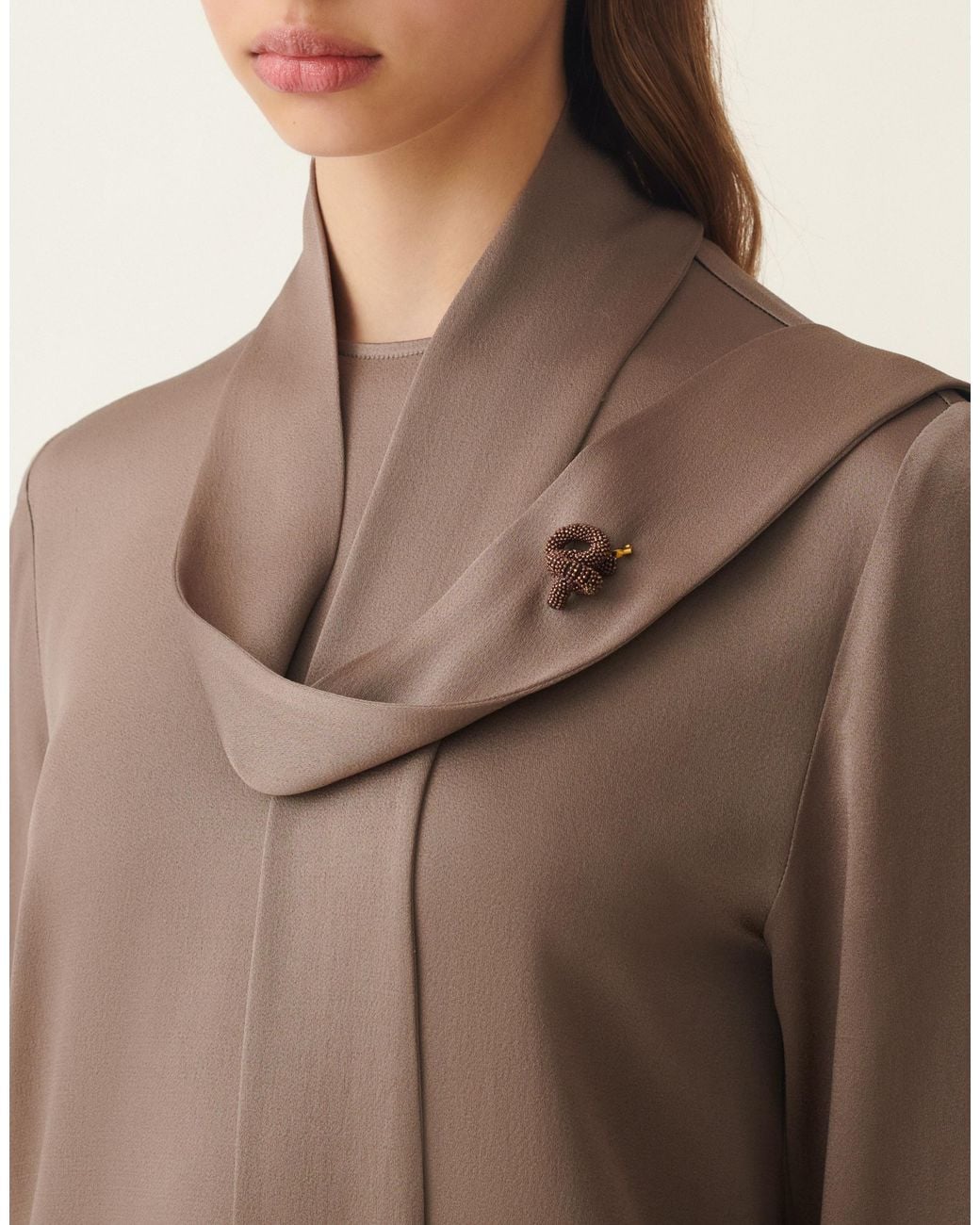 Fabiana Filippi Natural Enver Satin Top, Falcon