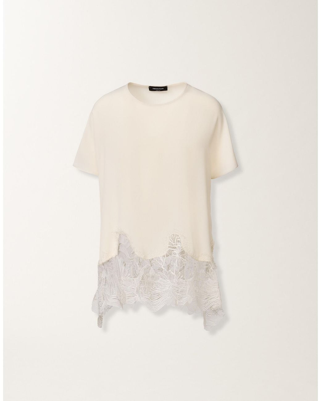 Fabiana Filippi Natural Crepe De Chine Top, Ivory