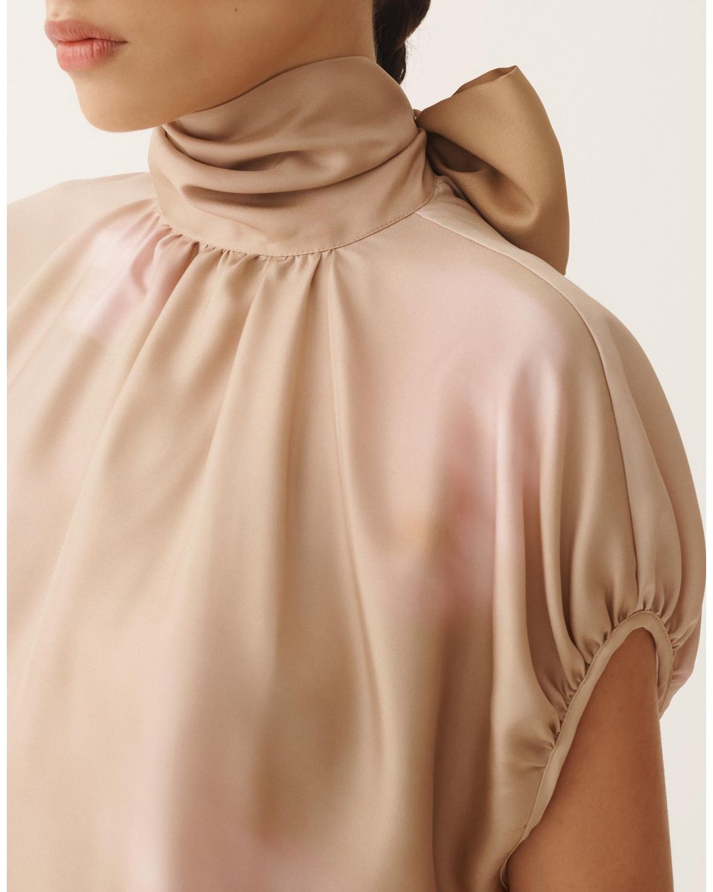 Fabiana Filippi Natural Printed Silk Twill Top