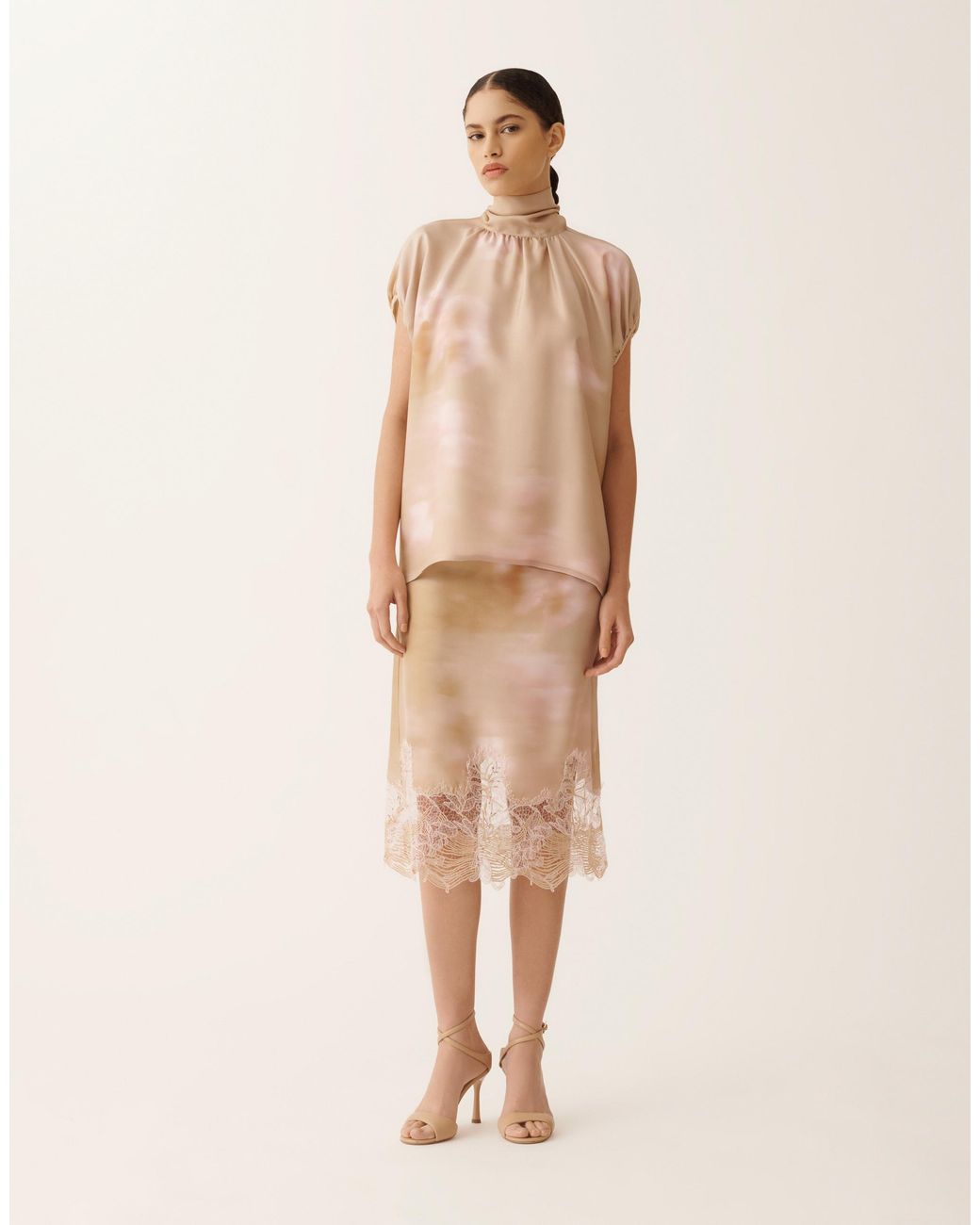 Fabiana Filippi Natural Printed Silk Twill Top