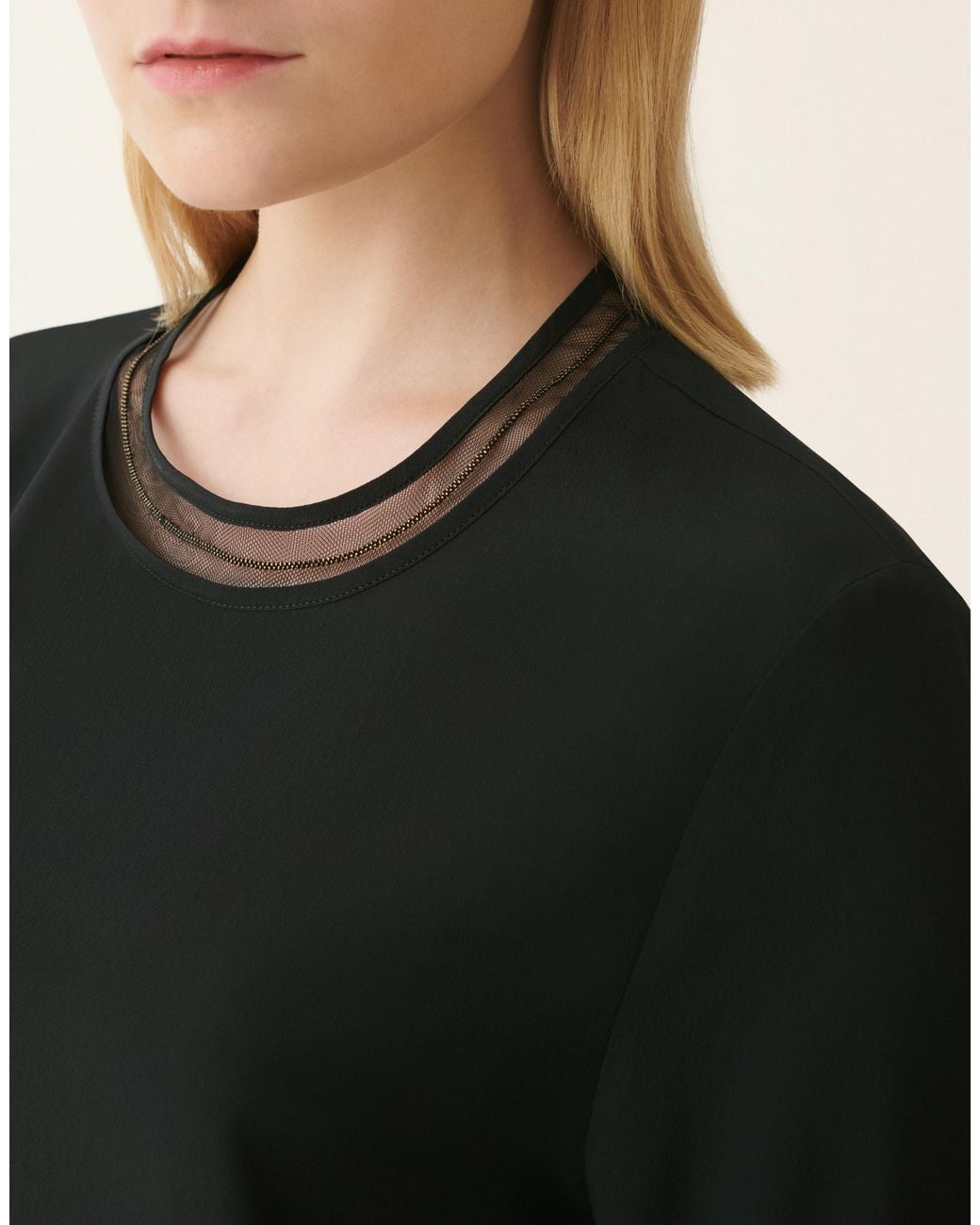 Fabiana Filippi Black Short-Sleeve Crêpe De Chine Top
