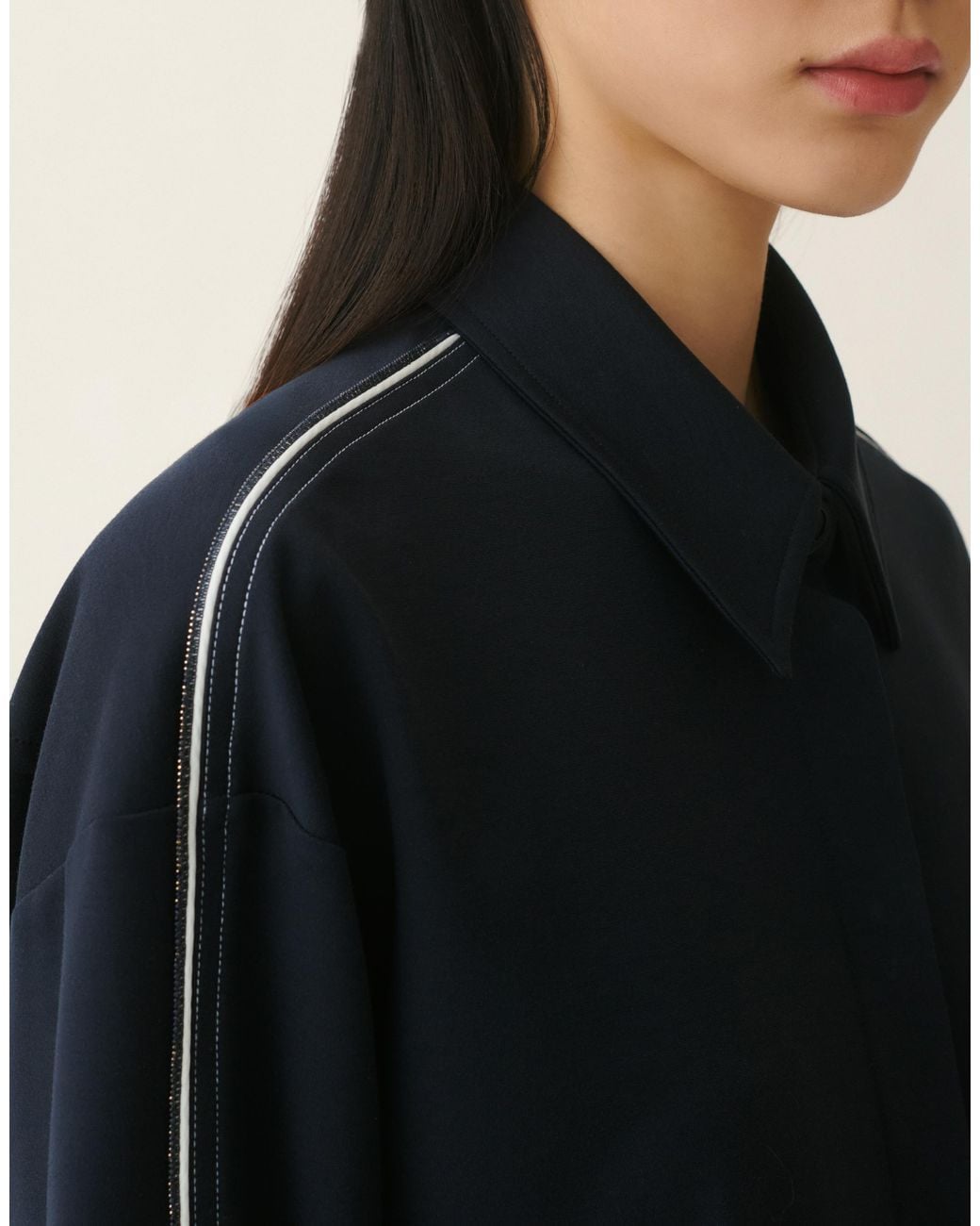 Fabiana Filippi Blue Cropped Milano Stitch Jersey Jacket