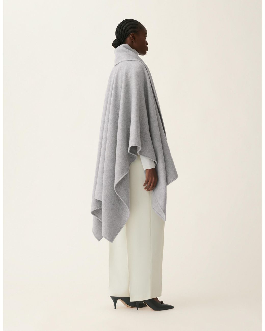 Fabiana Filippi Gray Wool Cape With Scarf