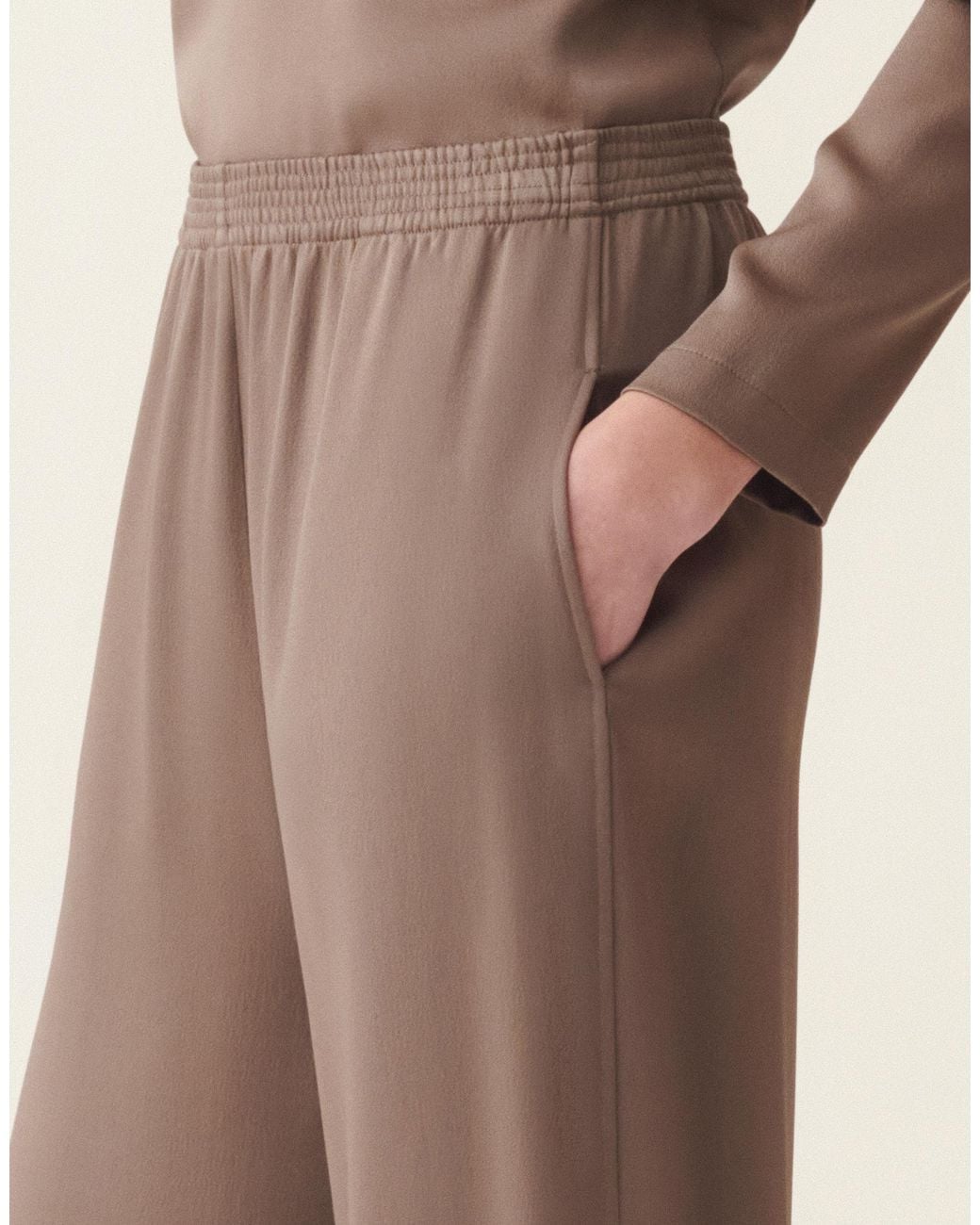 Fabiana Filippi Natural Wide-Leg Enver Satin Trousers