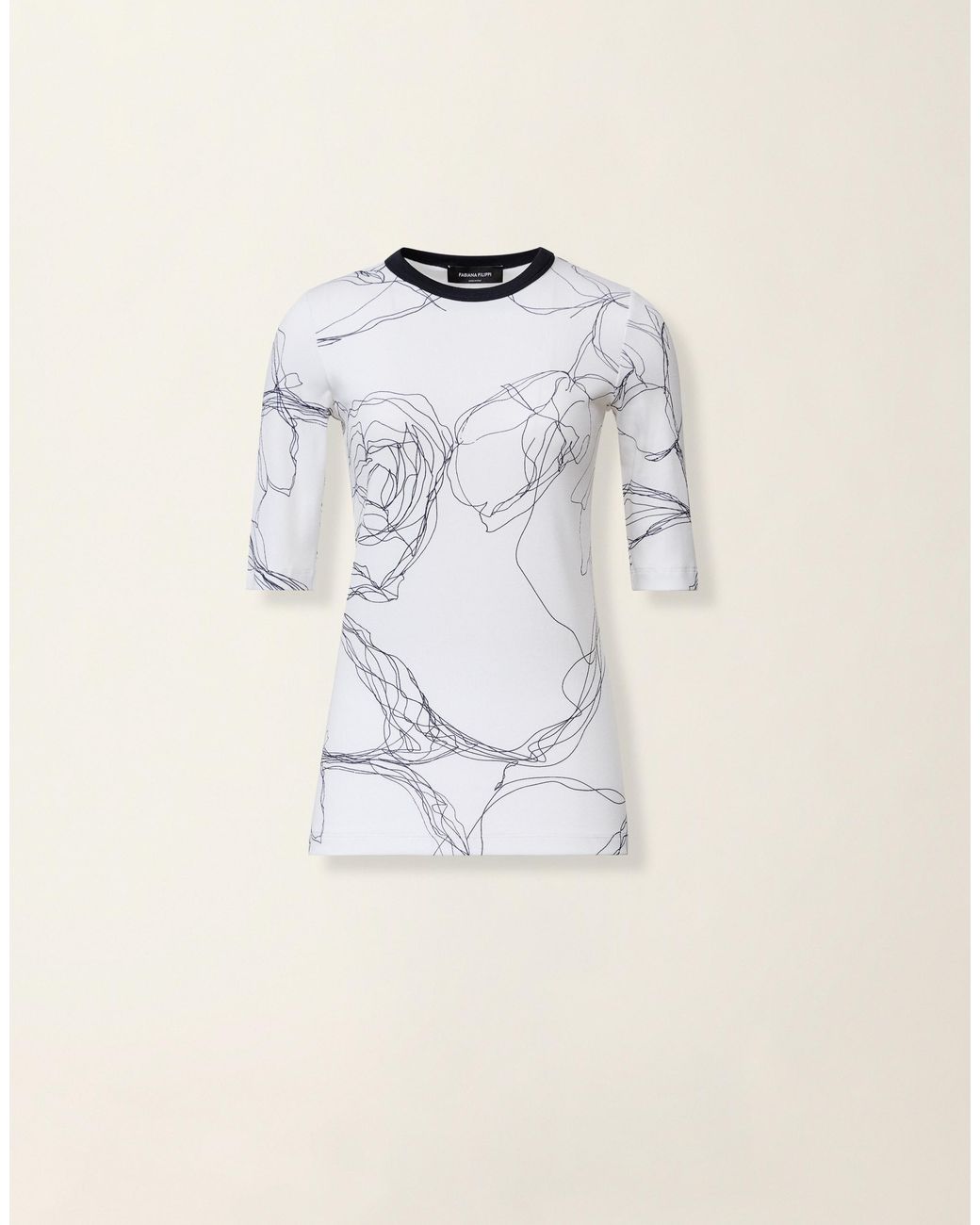 Fabiana Filippi Natural Ribbed Cotton Jersey T-Shirt