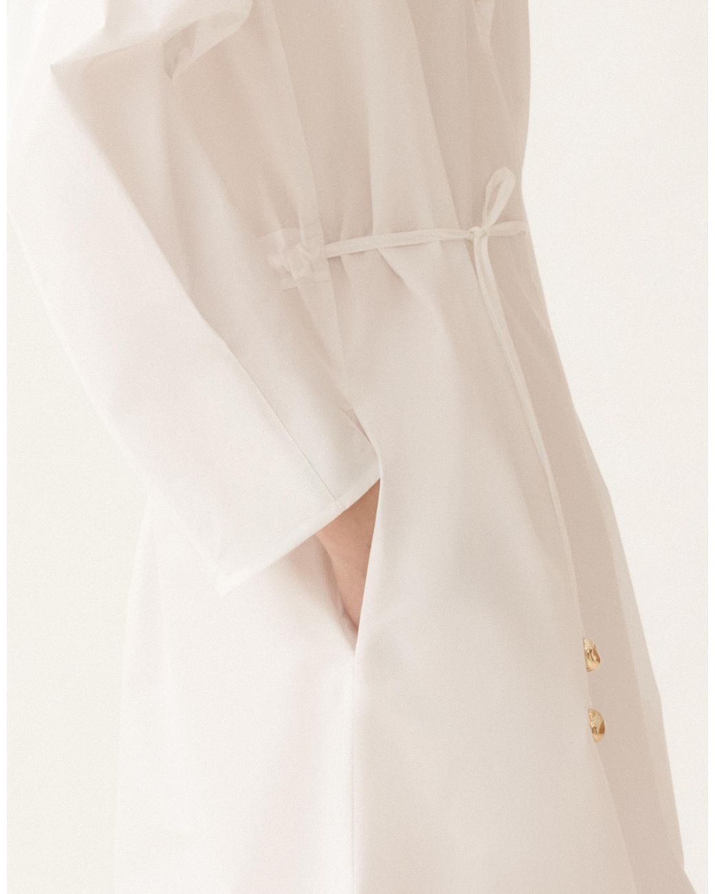 Fabiana Filippi White Drawstring Button-Fastening Midi Shirt Dress