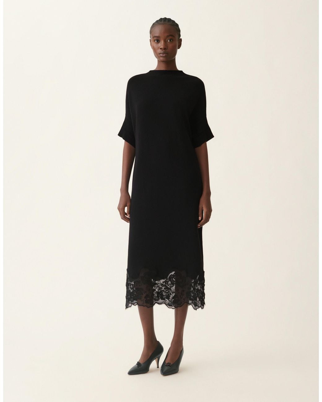 Fabiana Filippi Black Kimono Wool Dress