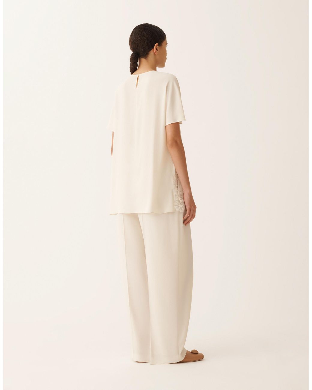 Fabiana Filippi Natural Crepe De Chine Top, Ivory