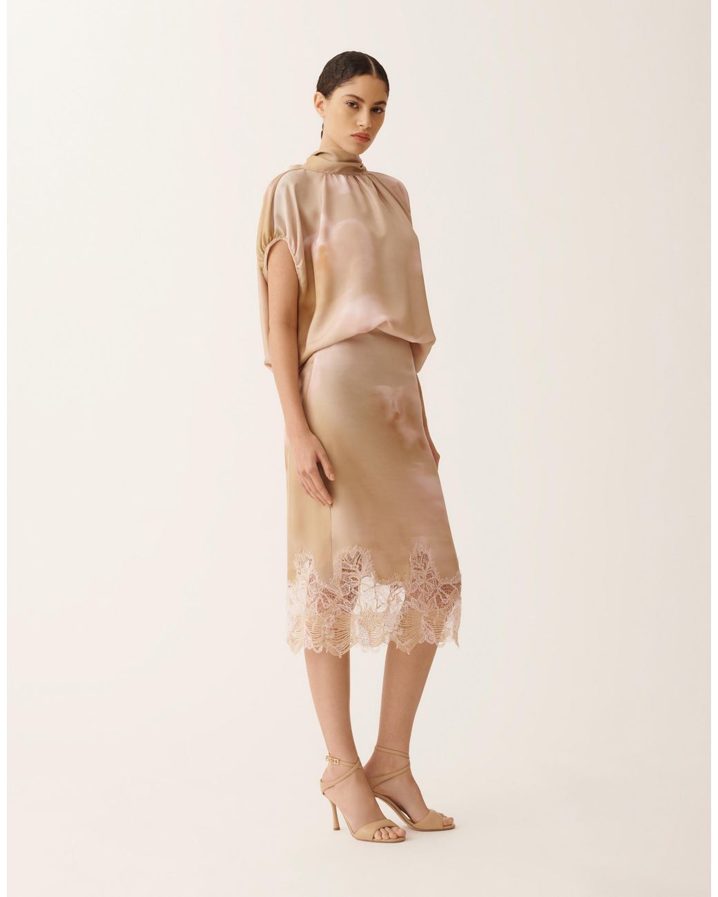 Fabiana Filippi Natural Printed Silk Twill Top