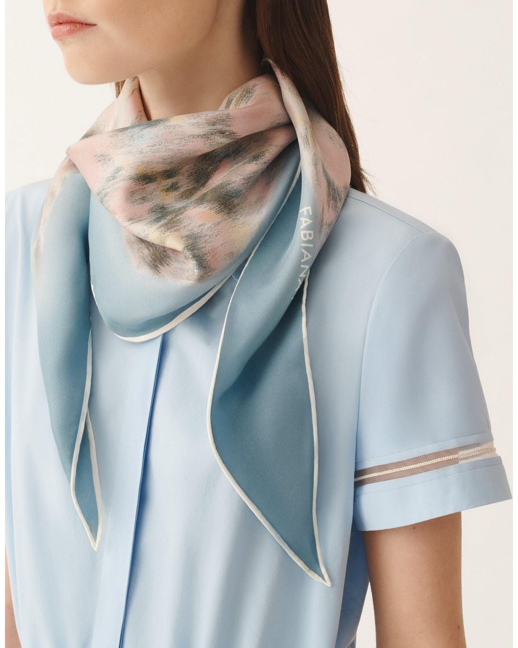 Fabiana Filippi Blue Printed Silk Losange