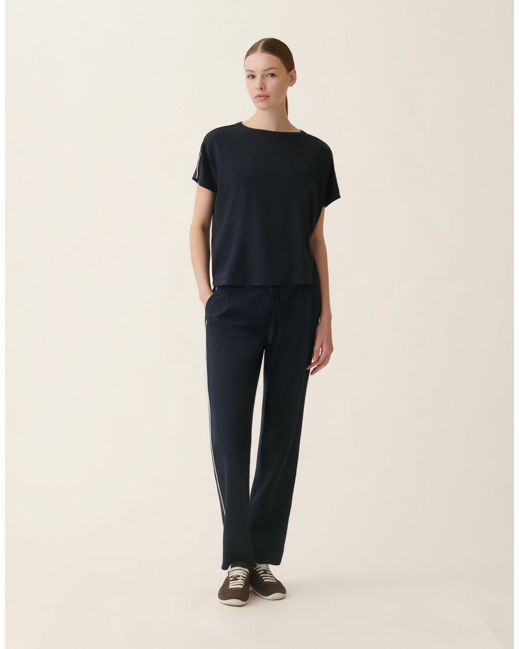 Fabiana Filippi Blue Ribbed Cotton Jersey T-Shirt