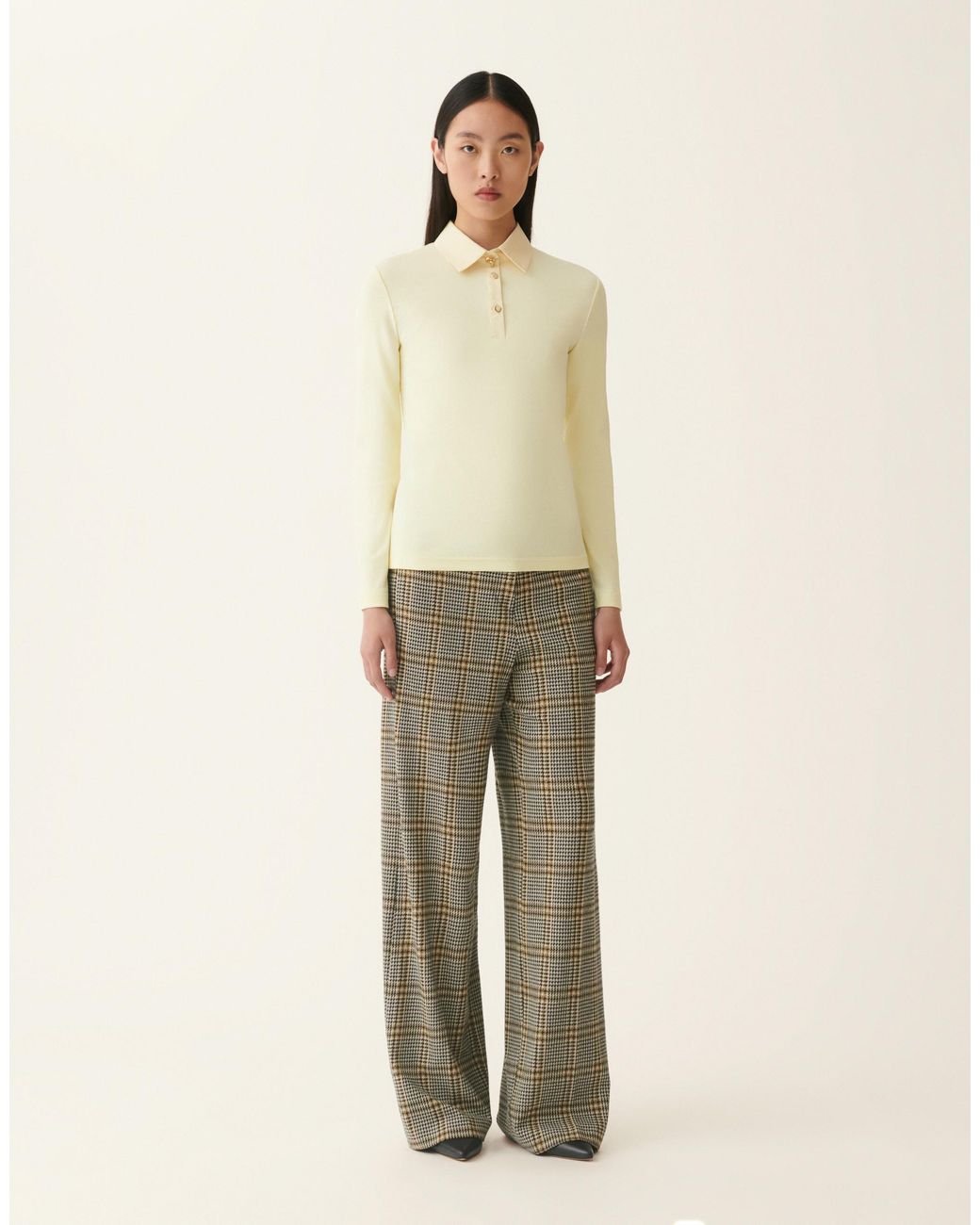 Fabiana Filippi Natural Ribbed Cotton Jersey Long-Sleeved T-Shirt