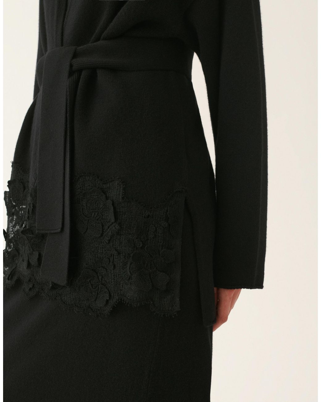 Fabiana Filippi Black Platinum Cardigan With Lace Hem