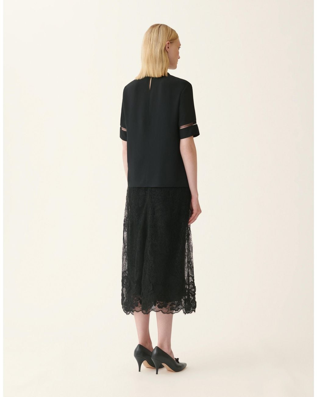 Fabiana Filippi Black Short-Sleeve Crêpe De Chine Top