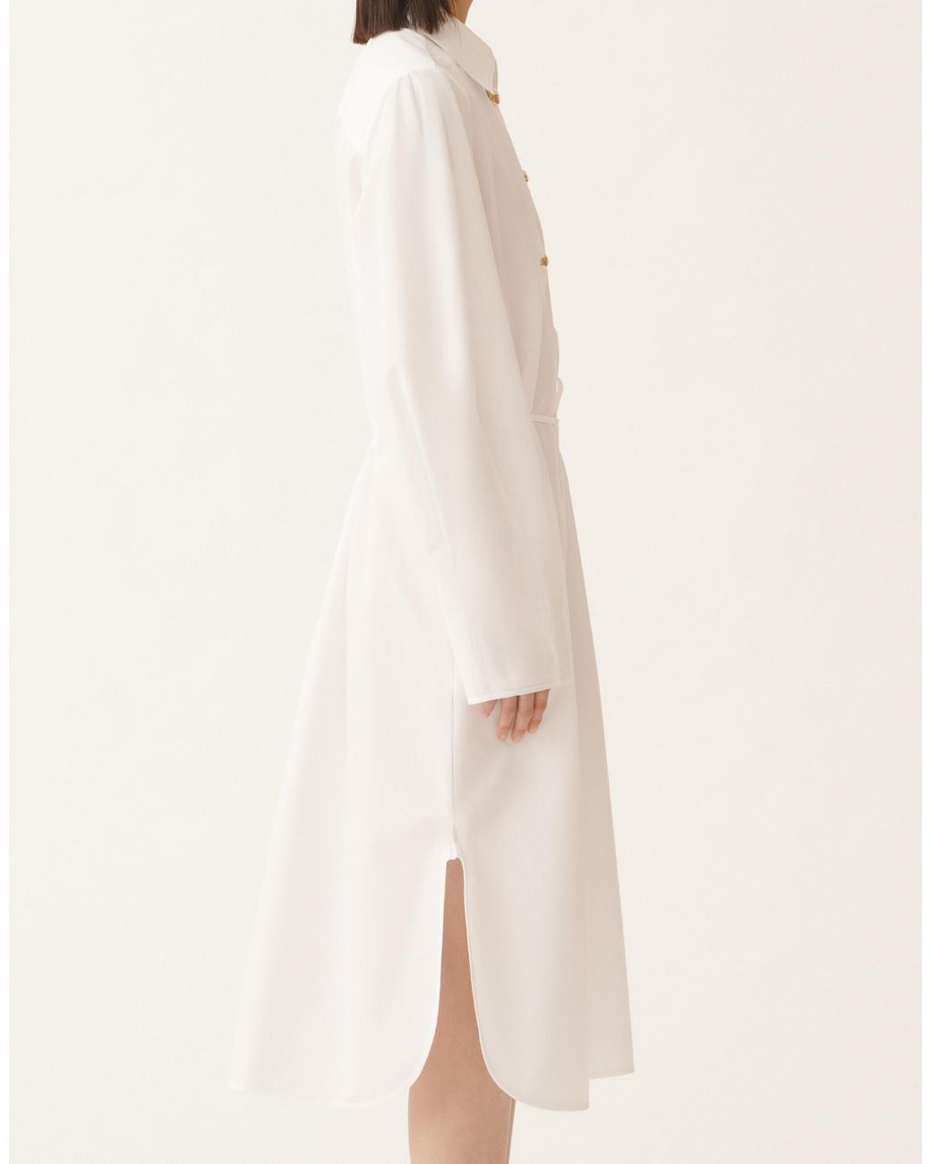 Fabiana Filippi White Drawstring Button-Fastening Midi Shirt Dress