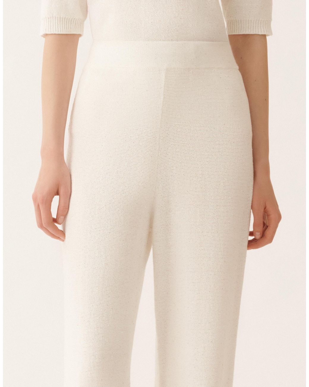 Fabiana Filippi Natural Cotton And Linen Pants With Sequins