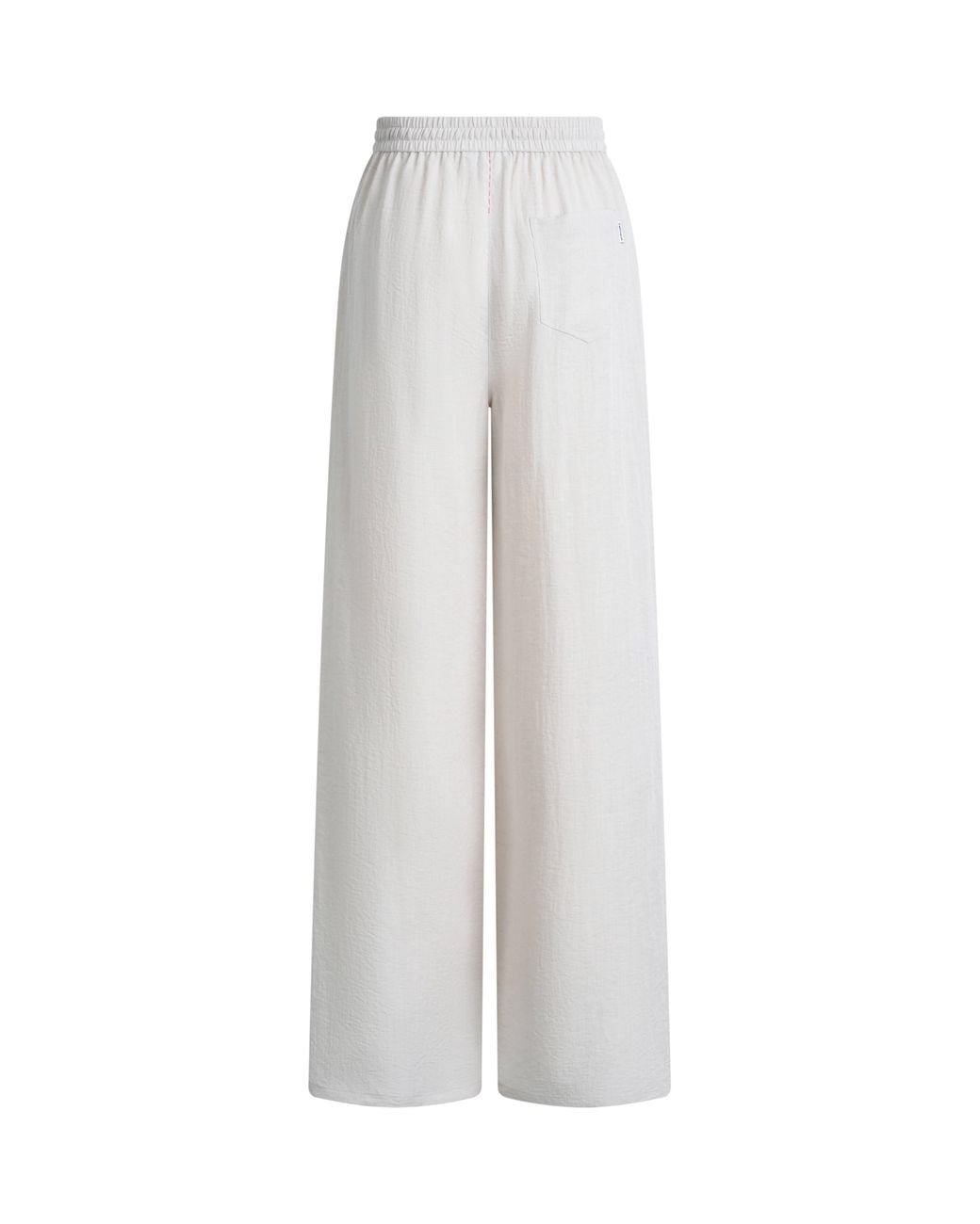 Fabrique Gray Eva Ivory Ruched Drawstring Wide Leg Casual Pants