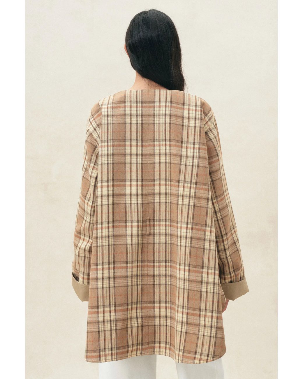 Fabrique Multicolor Tamsin Reversible Plaid Trench Coat With Scarf