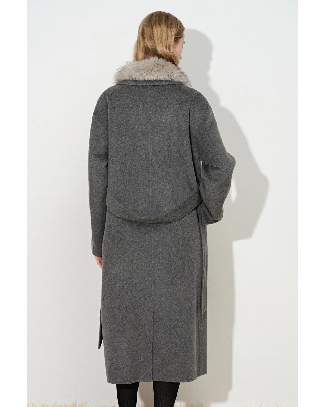 Fabrique Gray Tullia Belted Cocoon Long Coat
