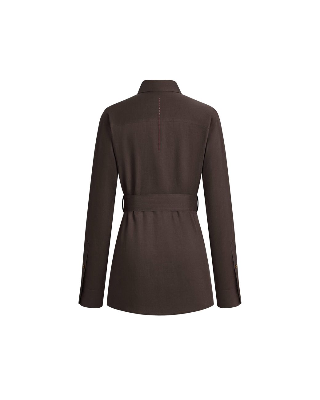 Fabrique Black Faye Belted Roll Tab Sleeves Safari Blouse