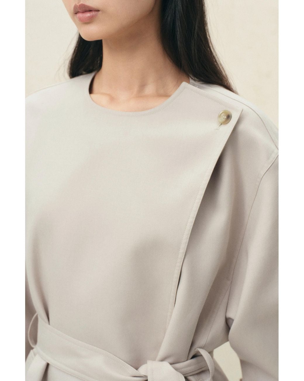 Fabrique Natural Hilda Single Breasted Crop Trench Coat