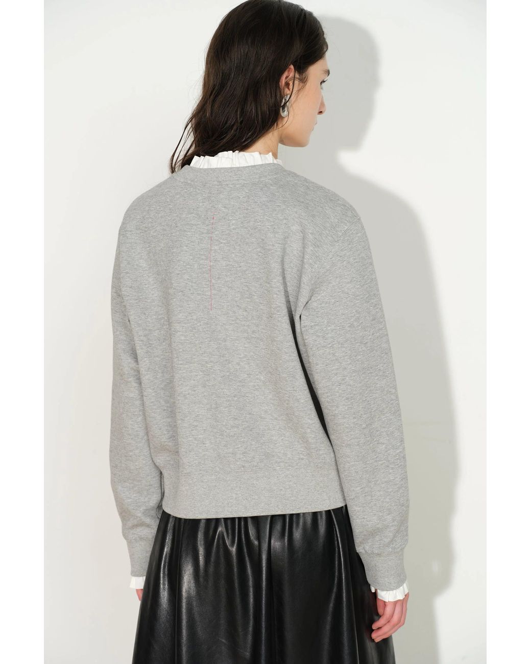 Fabrique Gray Esther Detachable Lace Collar Layered Sweatshirt