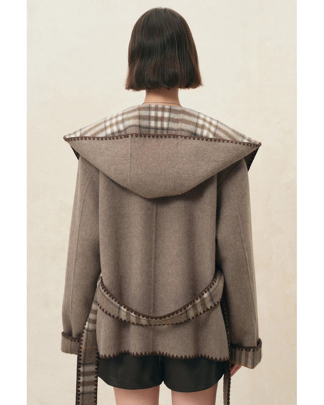 Fabrique Natural Aimee Embroidered Reversible Hooded Coat