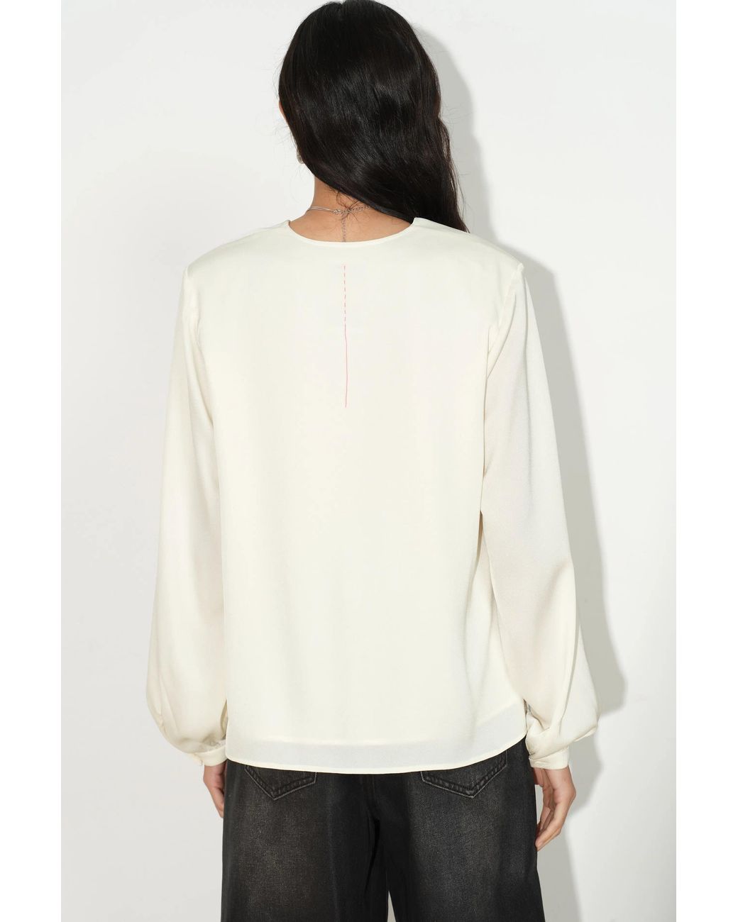 Fabrique Metallic Madrid Draped Shoulder Pad Blouse