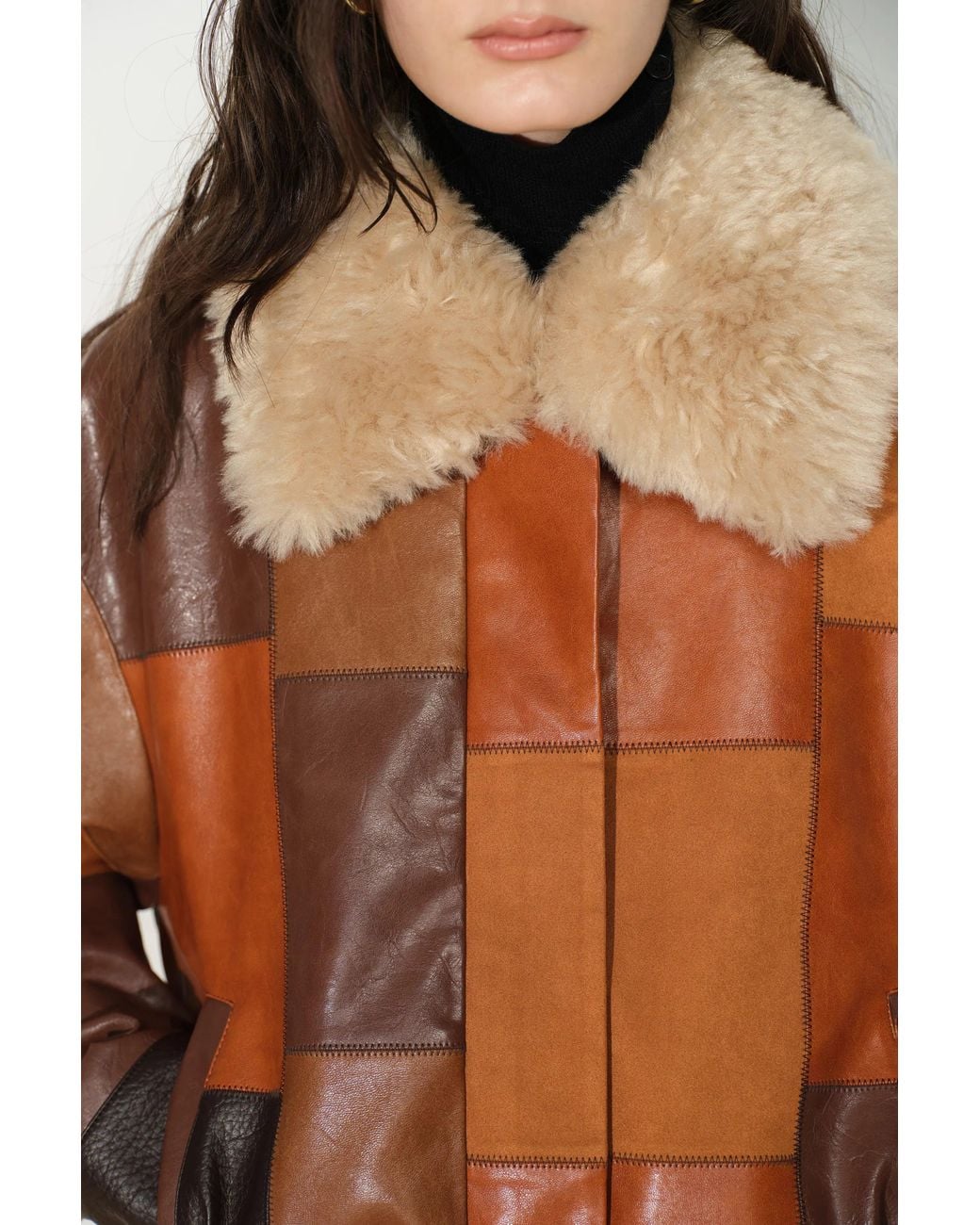 Fabrique Natural Jett Paneled Jacket With Detachable Faux Fur Collar