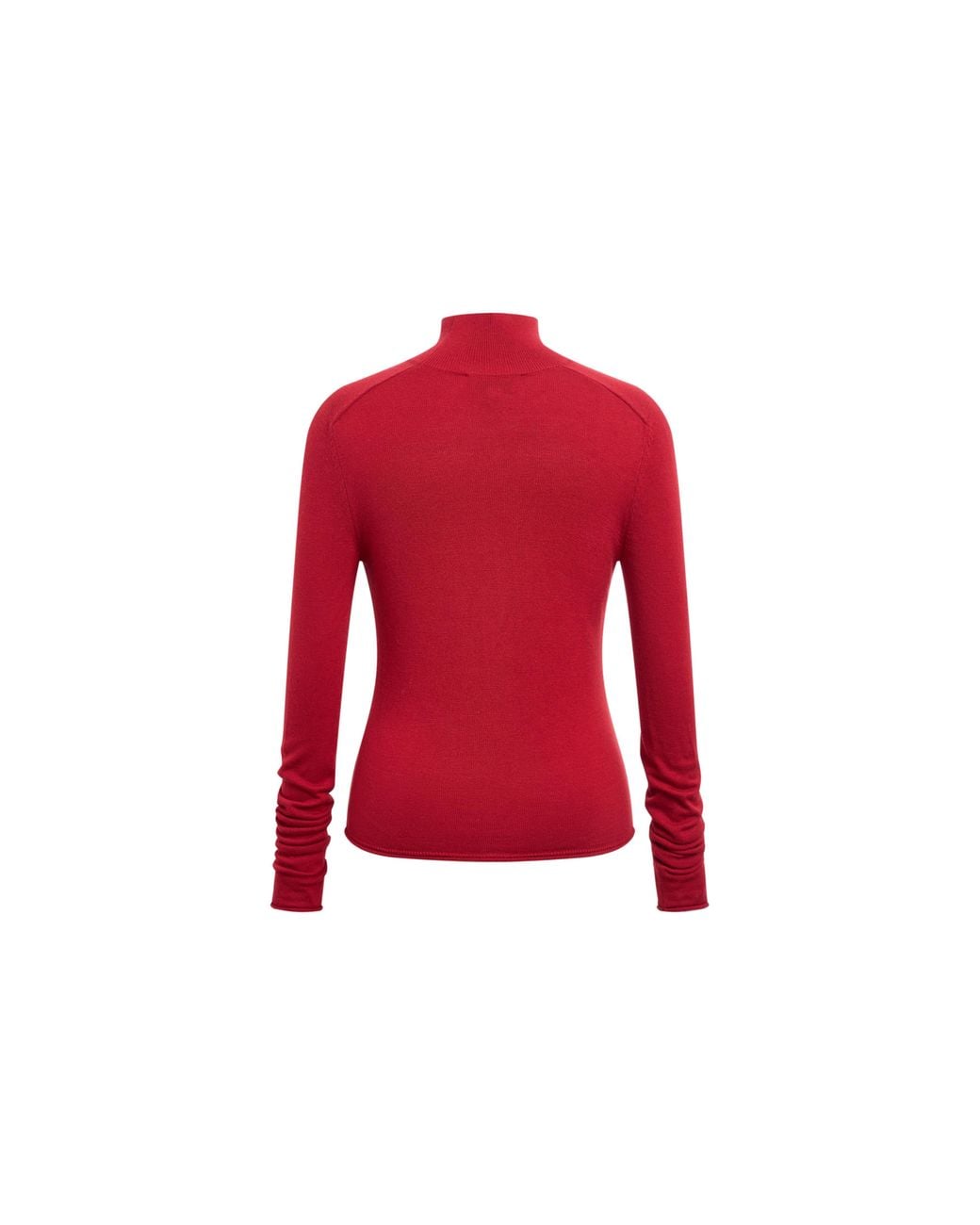 Fabrique Red Tilly Seamed Saddle Shoulder Turtleneck Top