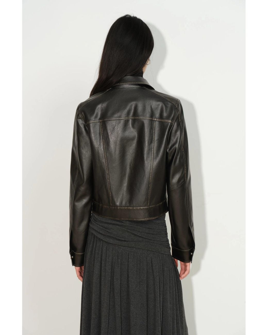 Fabrique Multicolor Miriam Vintage Wash Fitted Biker Jacket