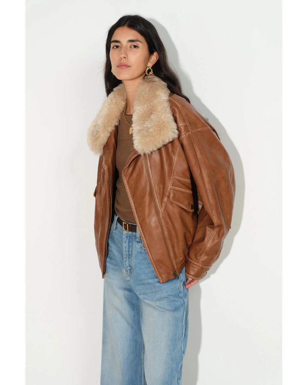 Fabrique Sloane Vintage Padded Biker Jacket in Blue | Lyst