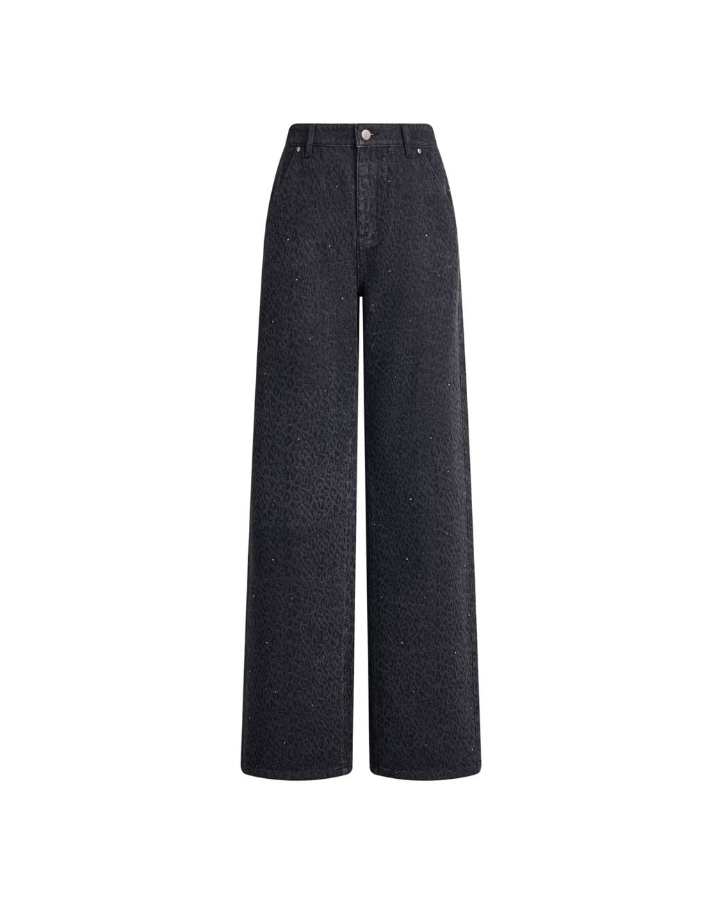 Fabrique Black Zoe Crystal Embellished Leopard Print Jeans