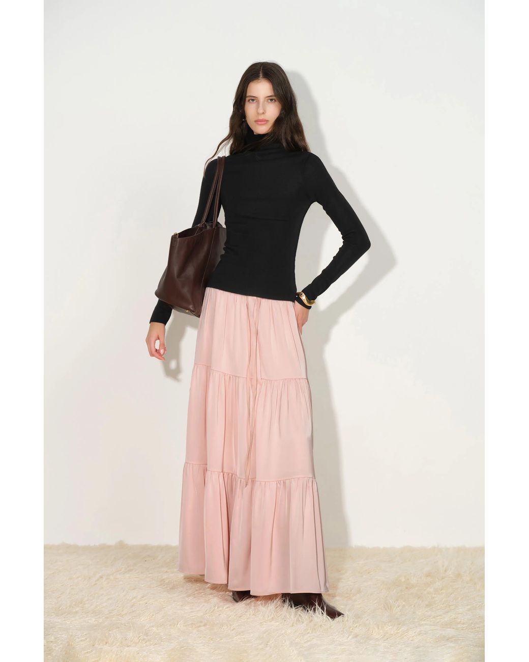 Fabrique Black Sibyl Turtleneck Fitted Top