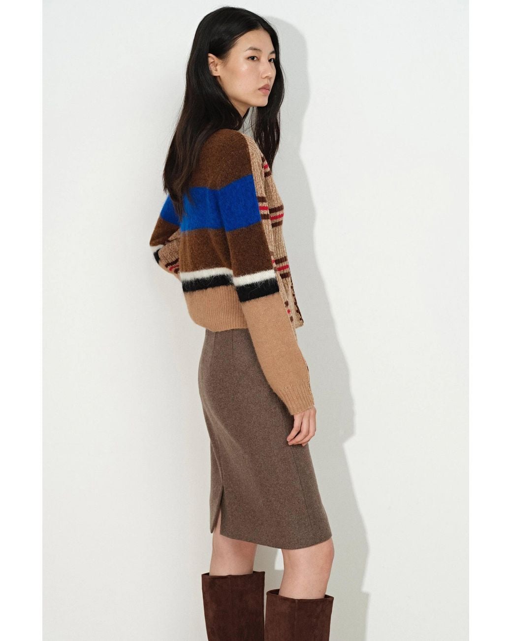Fabrique Natural Sigourney Contrast Back Cardigan