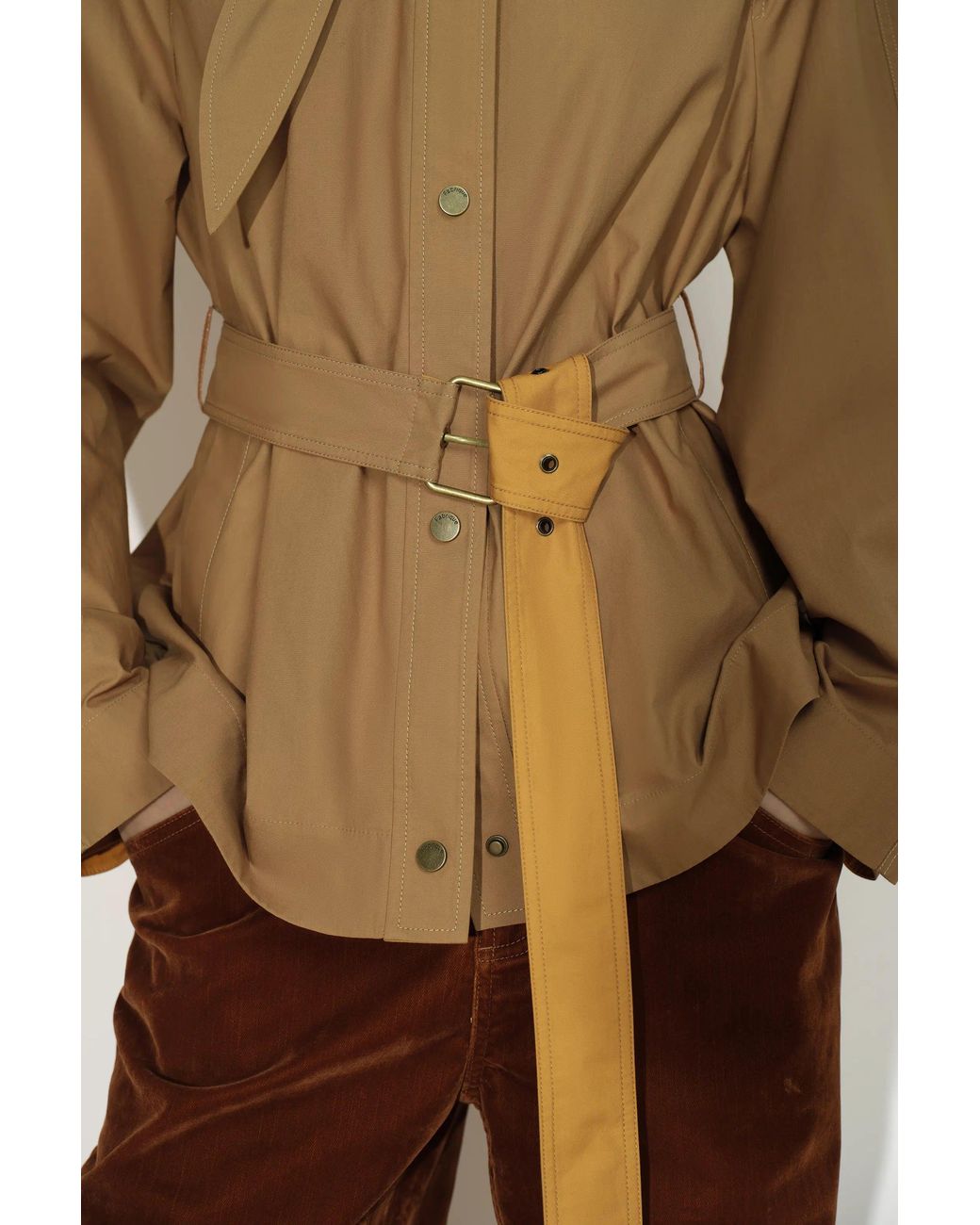Fabrique Natural Daisy Scarf Collar Trench Coat