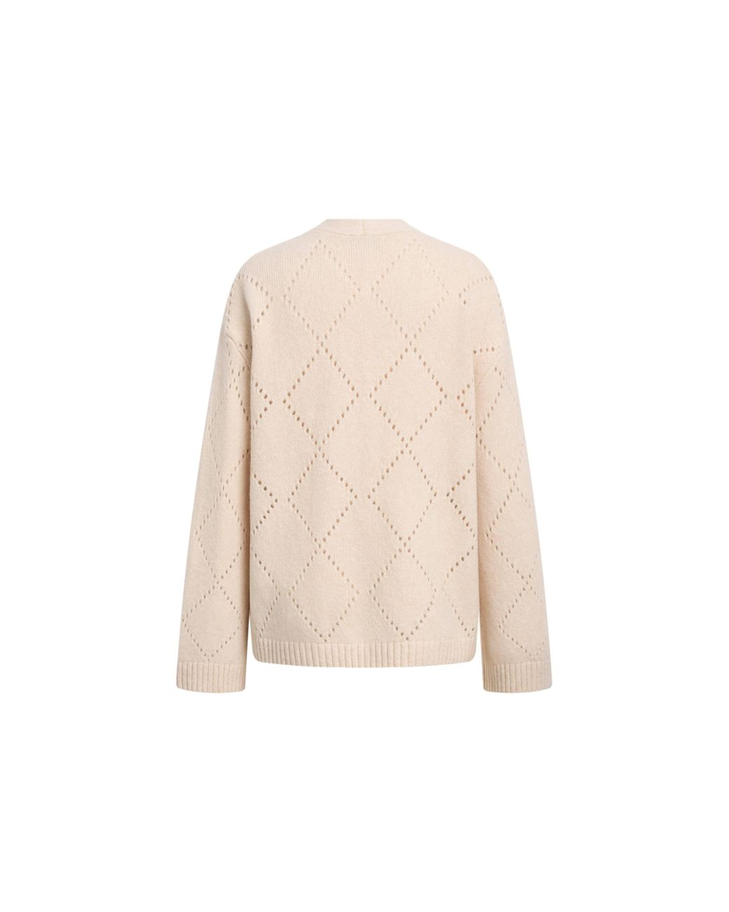 Fabrique Natural Kaia Argyle Openwork Cardigan