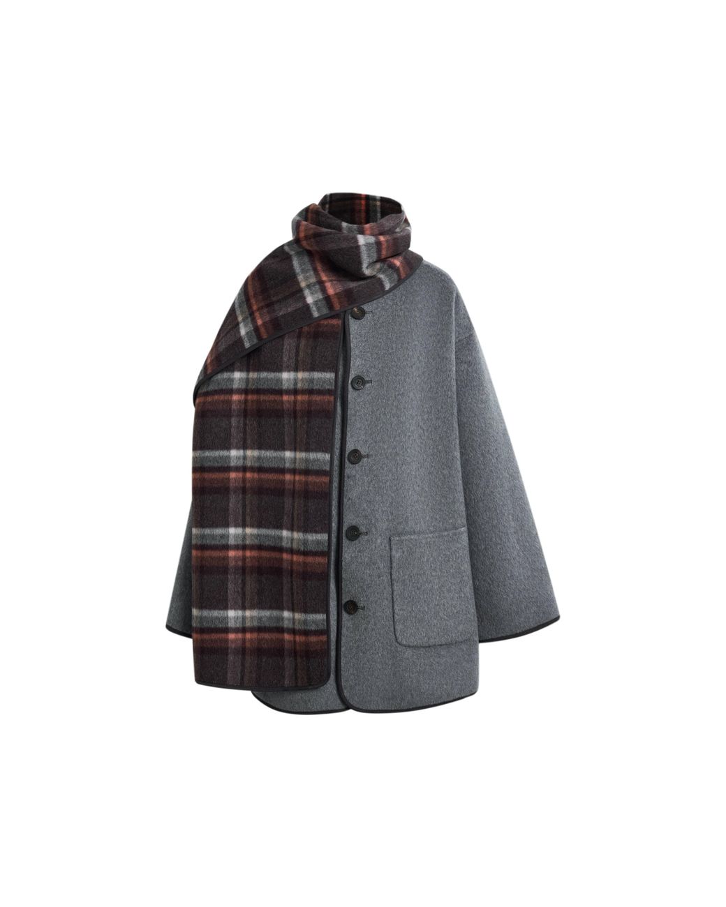 Fabrique Green Cecilia Reversible Scarf Cape Coat