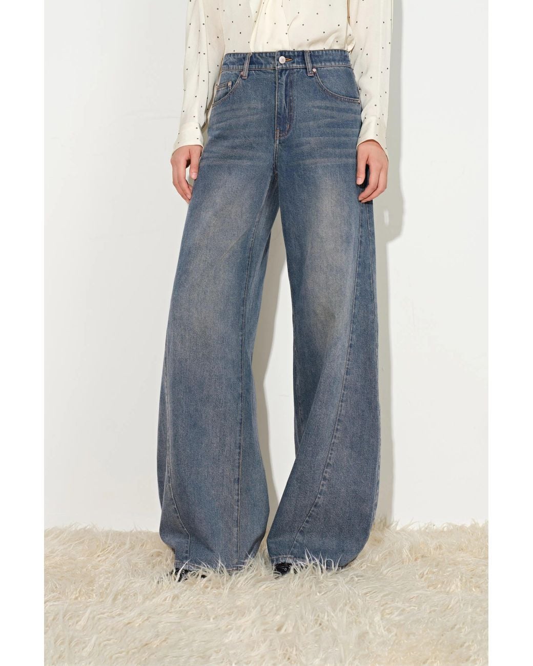 Fabrique Blue Hazel Vintage Deconstructed Barrel Leg Jeans