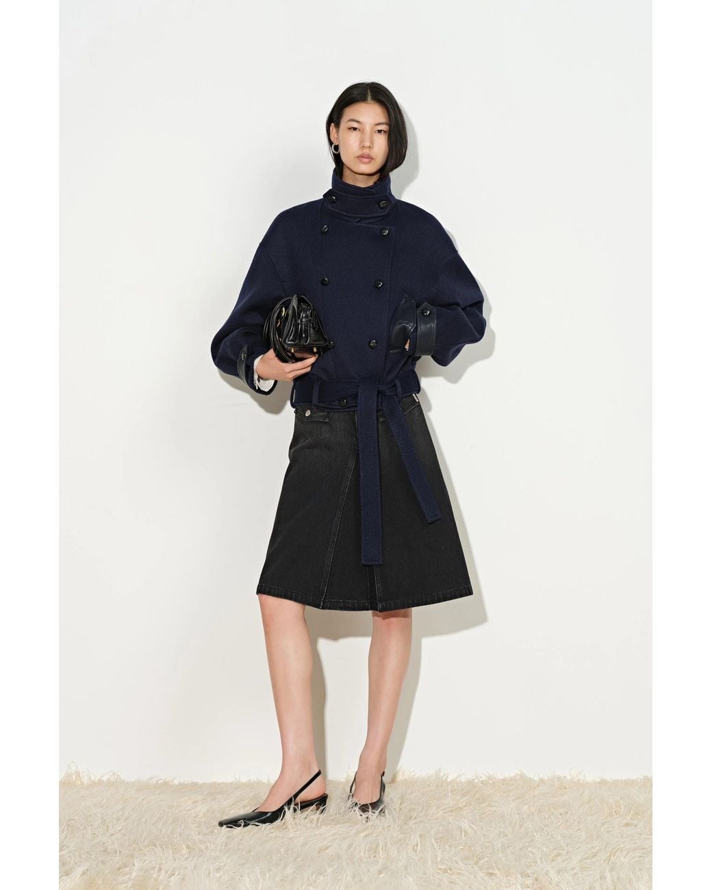 Fabrique Black Ashley Pleated Utility Skirt
