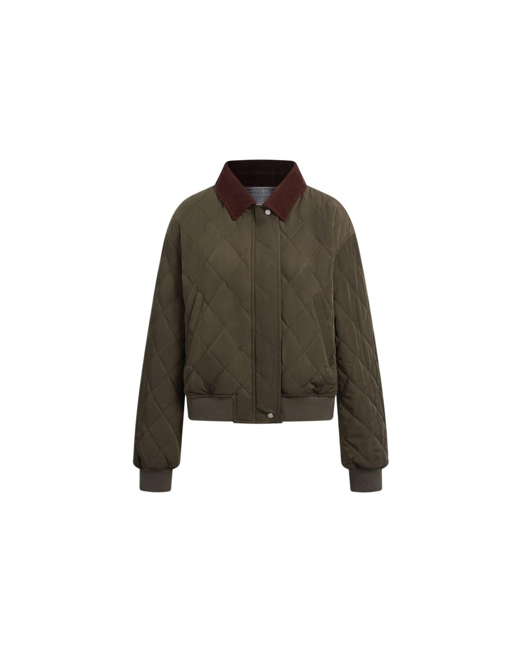 Fabrique Multicolor Minka Reversible Quilted Plaid Bomber Jacket