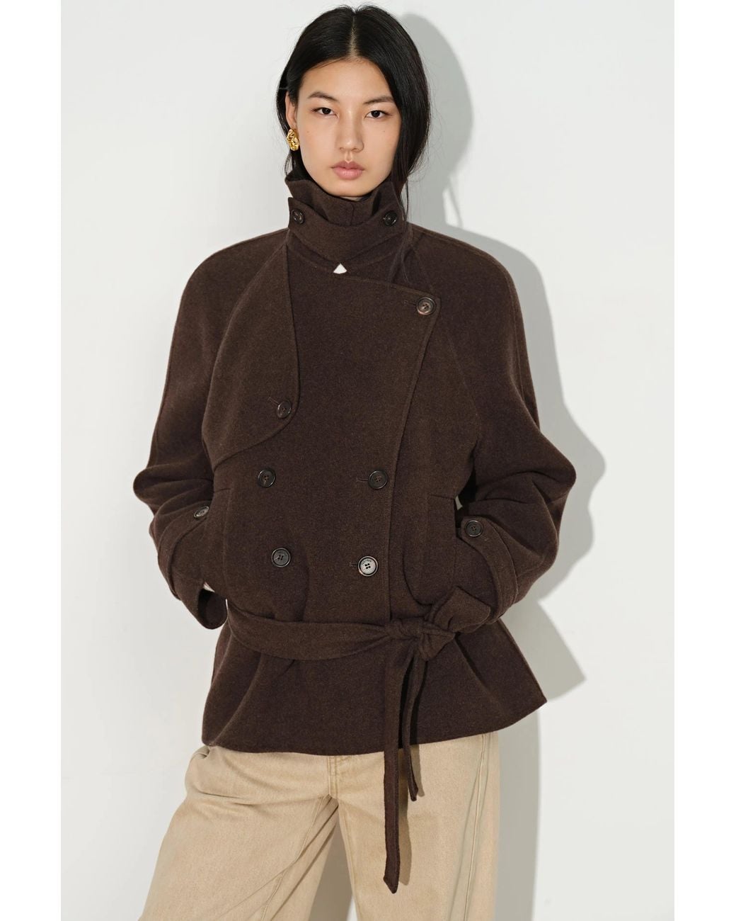 Fabrique Natural Freya Belted Low Waist Cropped Coat