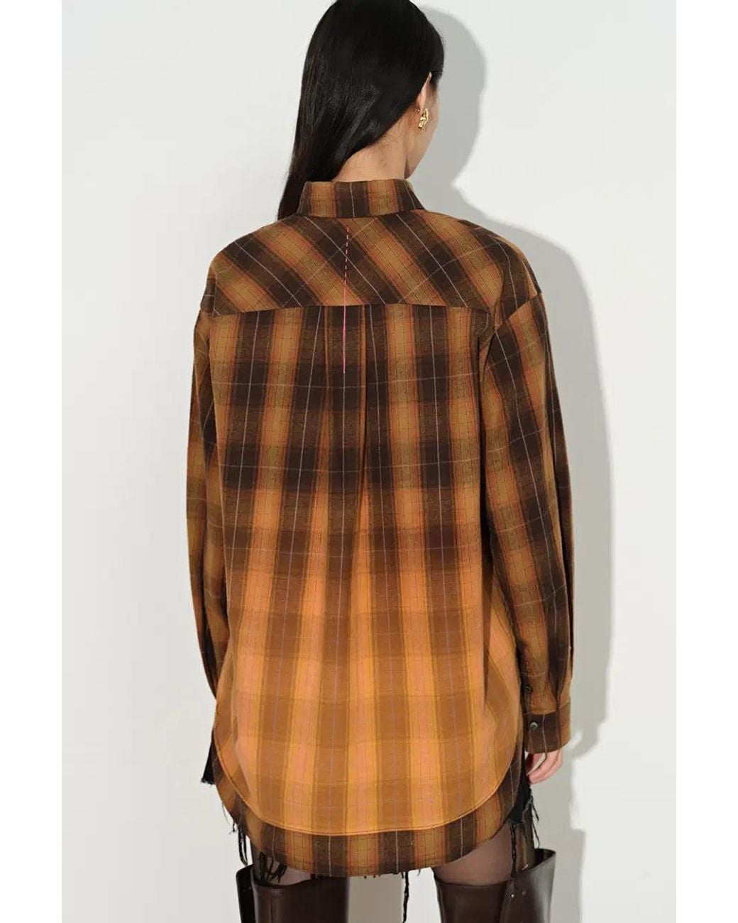 Fabrique Natural Meliora Gradient Plaid Faux Layered Shirt