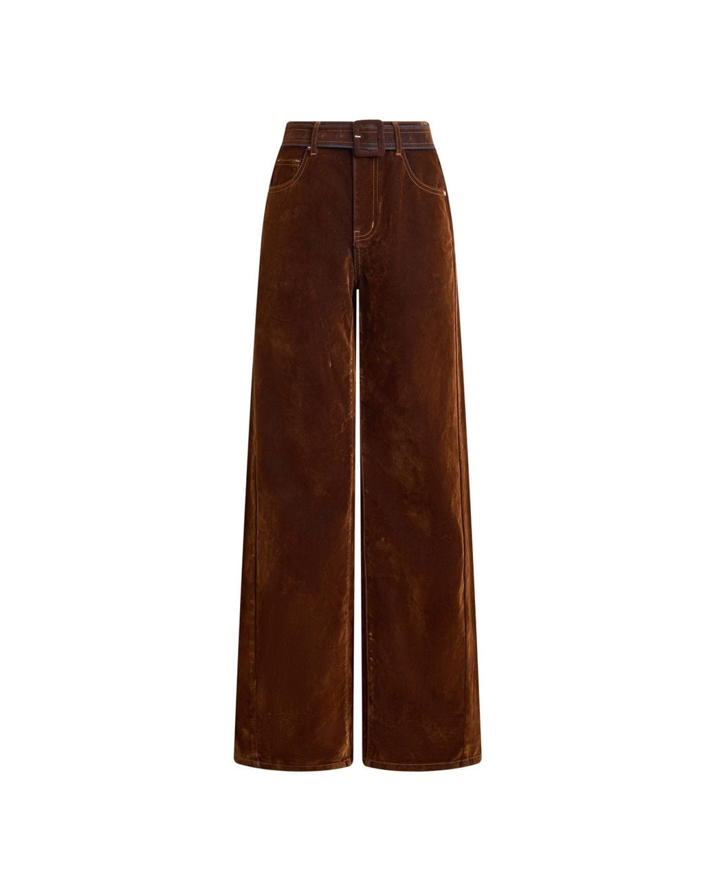 Fabrique Brown Taylor Belted Straight Leg Jeans