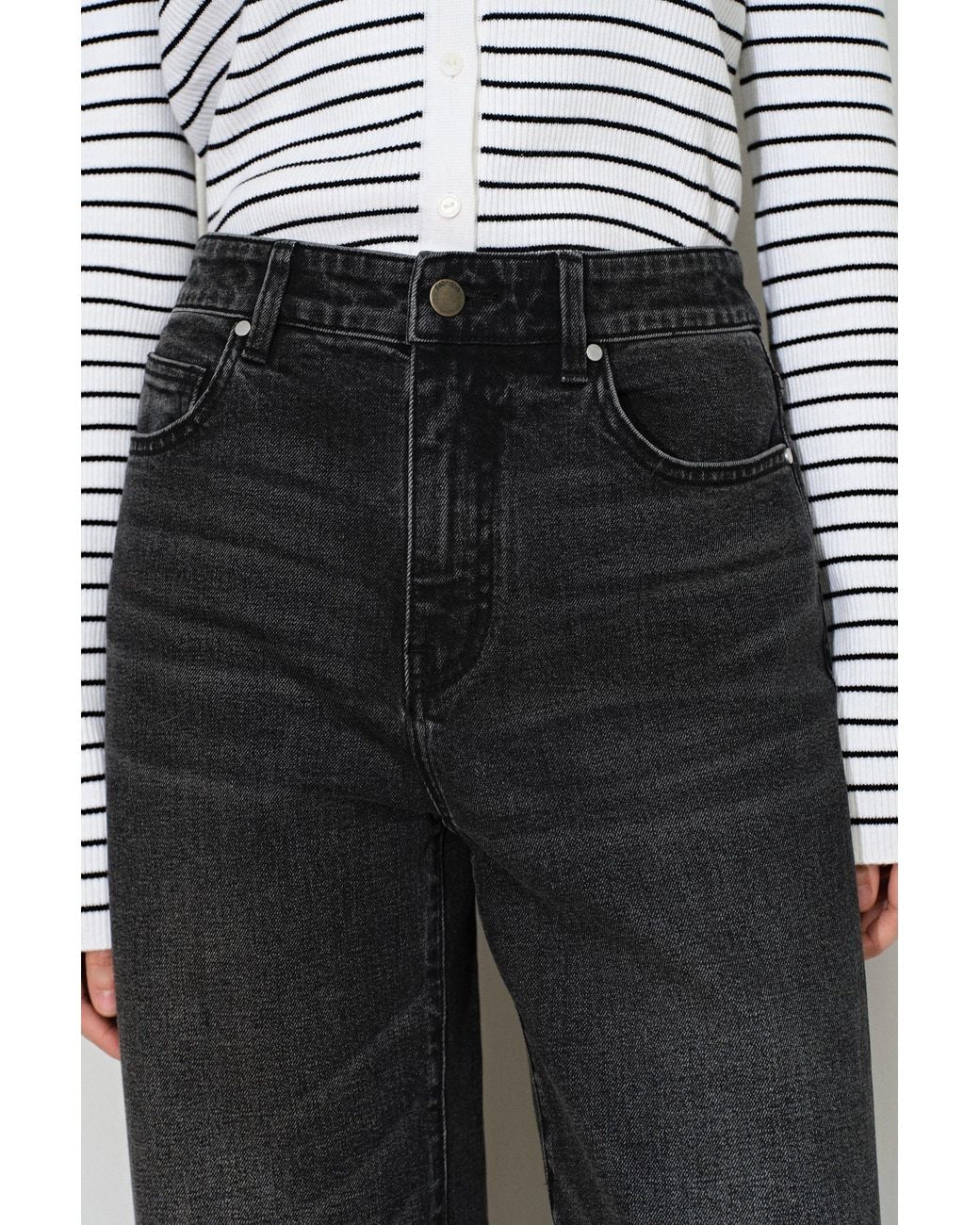 Fabrique Black Grazia Crystal Studded Cropped Straight Leg Jeans
